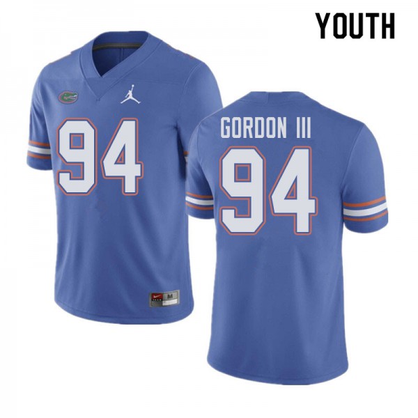 Jordan Brand Youth #94 Moses Gordon III Florida Gators College Football Jerseys Blue